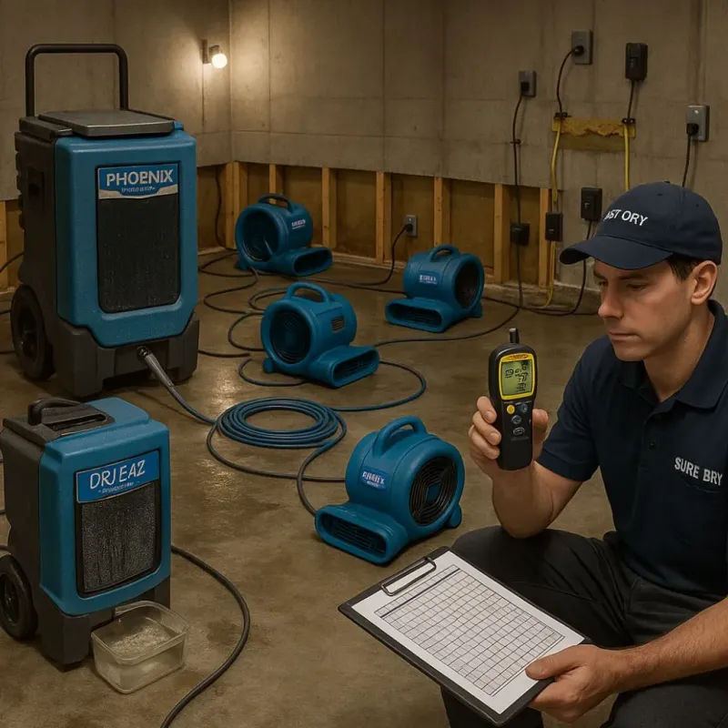 Structural Drying and Dehumidification process in Woodbridge, CT